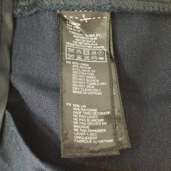 Linen Blend Pants Forever 21 Navy Blue Ankle S - Picture 6 of 6